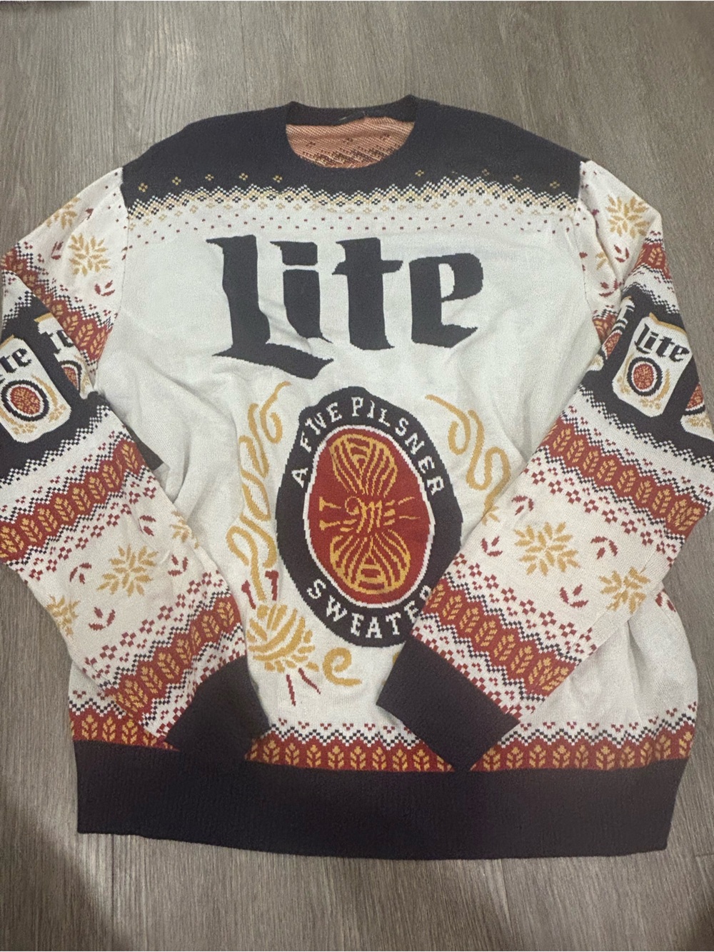 Miller Lite  Beer Knit Sweater - Men's White & Blue
